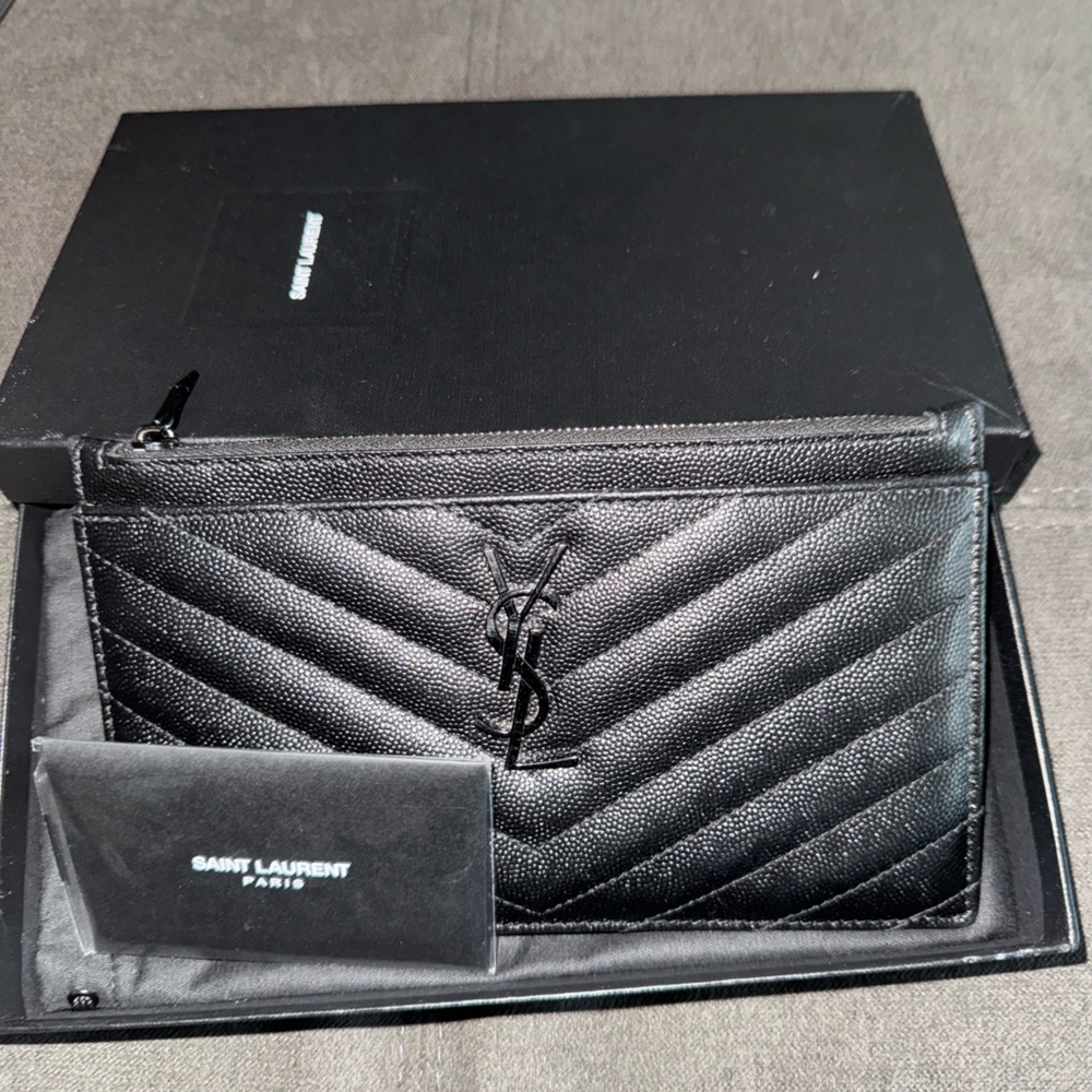 Saint Laurent Black Chevron Pouch
